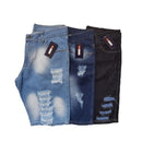 Kit 3 Bermudas Jeans Masculina Rasgada